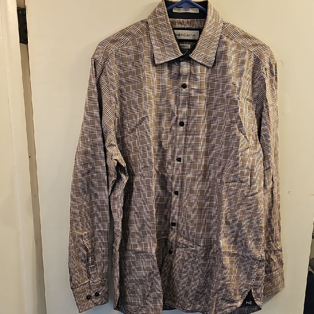 Men's Casual Button Down Shirt - Brown Plaid